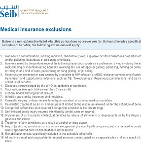 Medical exclusions list picture